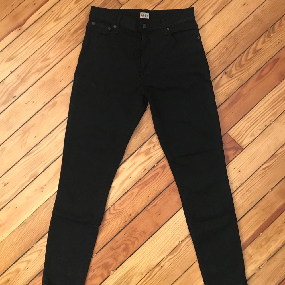 Black High Rise Skinny jeans by ABLE size 28